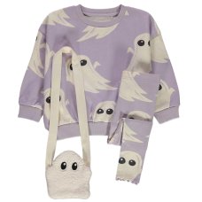 GX566: Halloween Lilac Ghost Sweatshirt Leggings and Bag Set (1-8 Years)